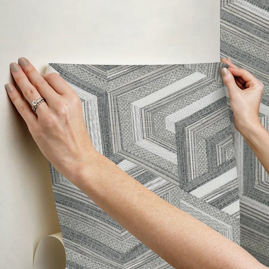 RoomMates Geo Puzzle Faux Grasscloth Peel & Stick Wallpaper